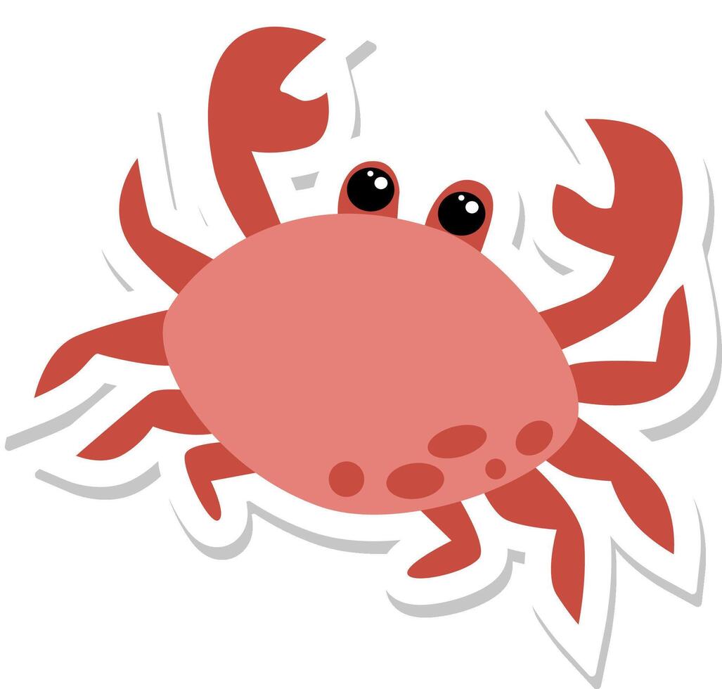 Cute cartoon crab sticker design vector