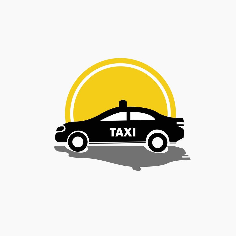 Vector flat taxi logo isolated on white background. Car face icon silhouette. Auto logo template. Taxi service brand design.