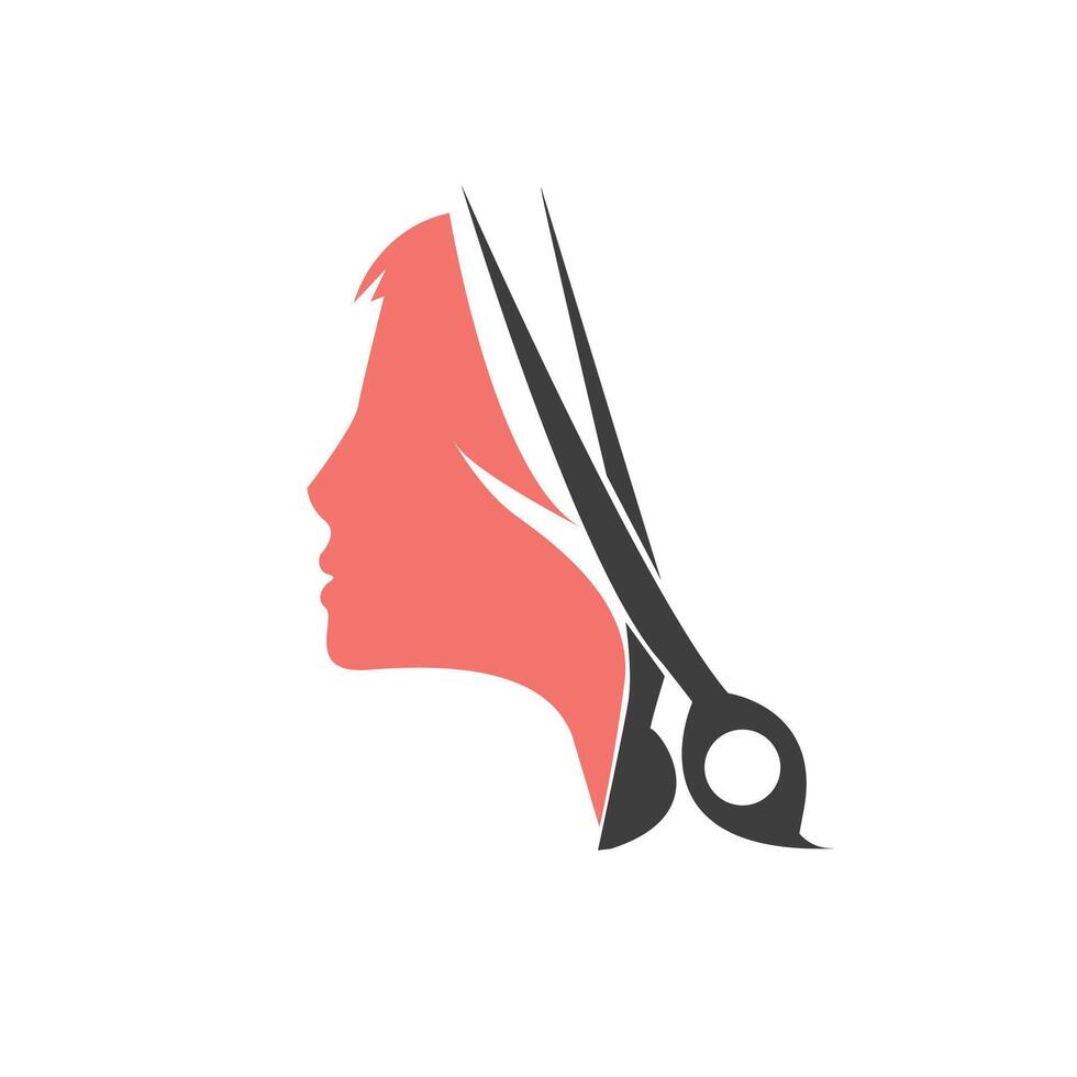diseño de logotipo de corte de pelo para moda con vector premium de concepto creativo