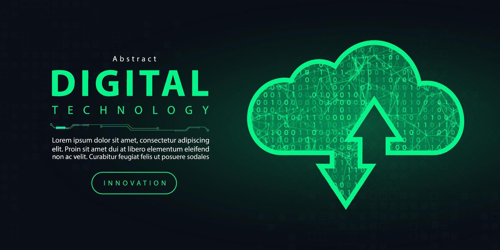 Technology digital futuristic internet network connection dark black green background, abstract cyber information communication, Ai big data science, innovation future tech line illustration vector 3d
