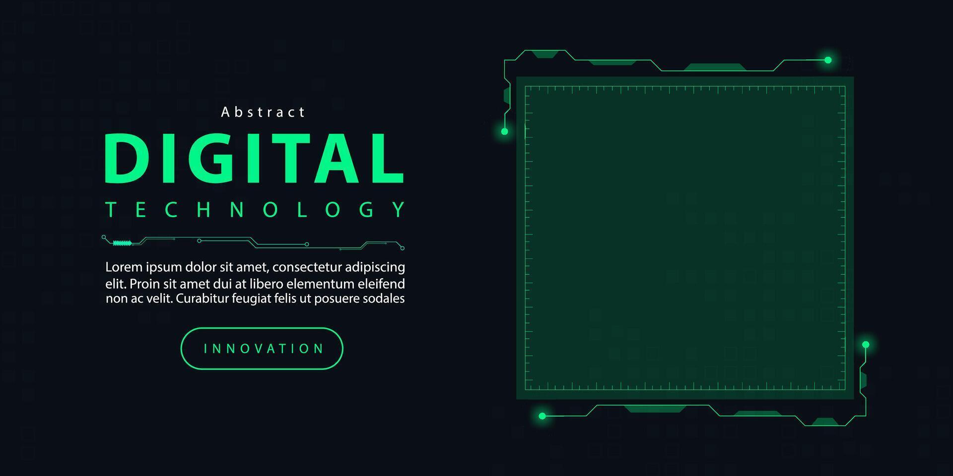 Technology digital futuristic internet network connection dark black background, green abstract cyber information communication, Ai big data science, innovation future tech line illustration vector 3d