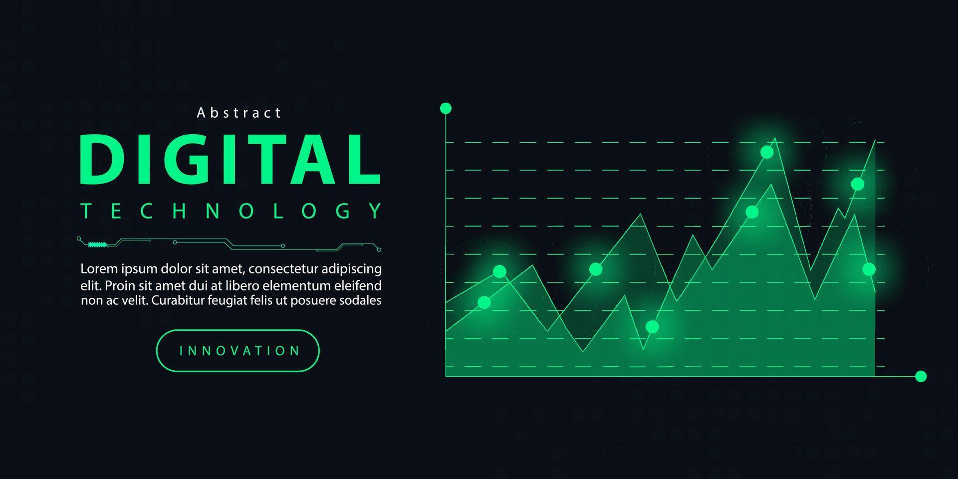 Technology digital futuristic internet network connection dark black background, green abstract cyber information communication, Ai big data science, innovation future tech line illustration vector 3d