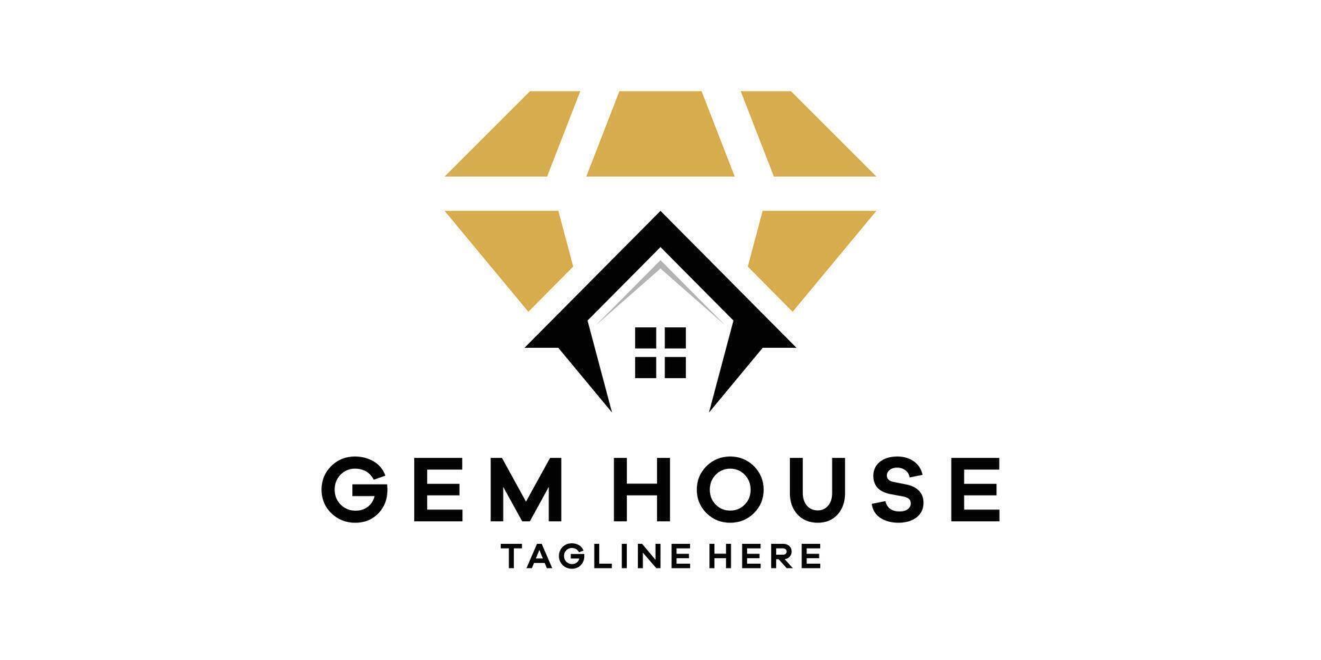 logo design combination of diamond shape with house, logo design template symbol icon idea. vector