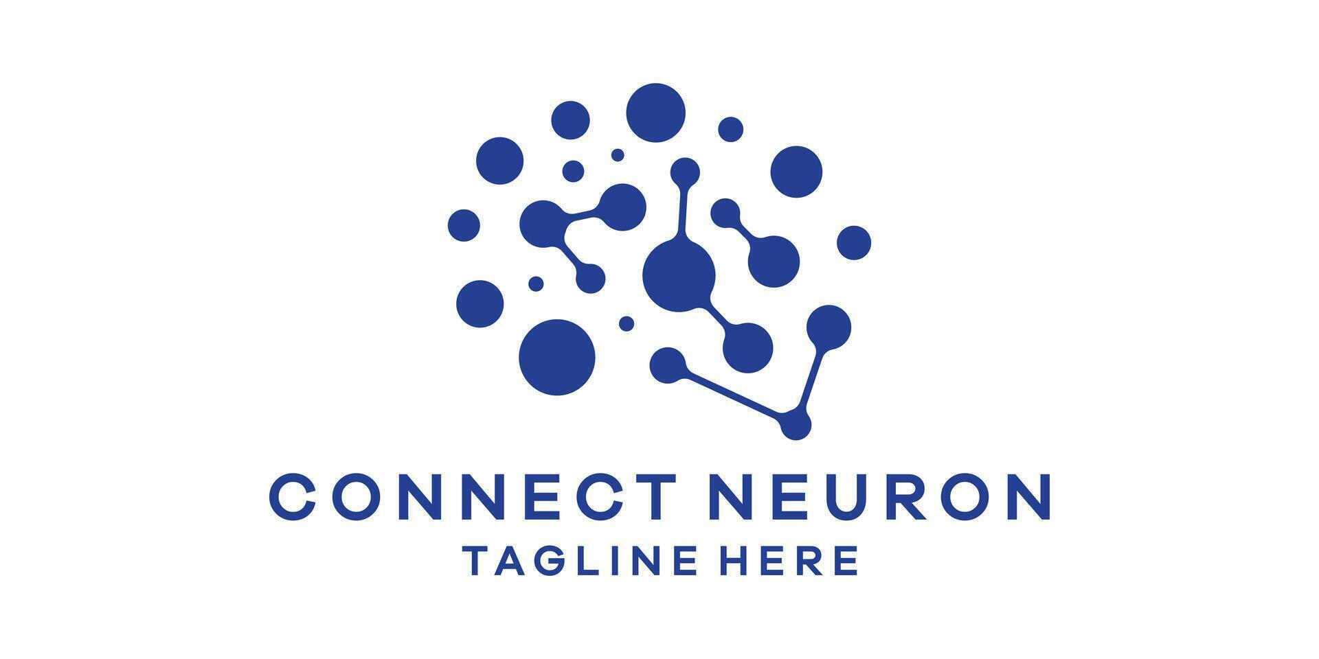 logo design combination of brain shape with neurons, connections, logo design template, idea symbol. vector
