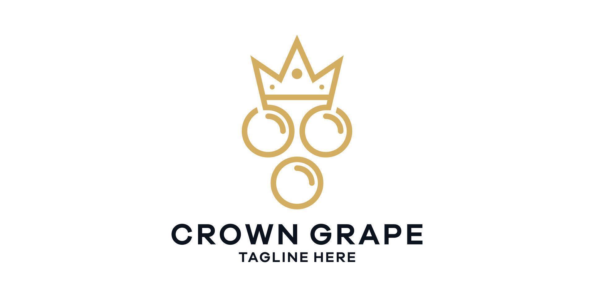 logo design combination of crown with grape, logo design template symbol idea. vector