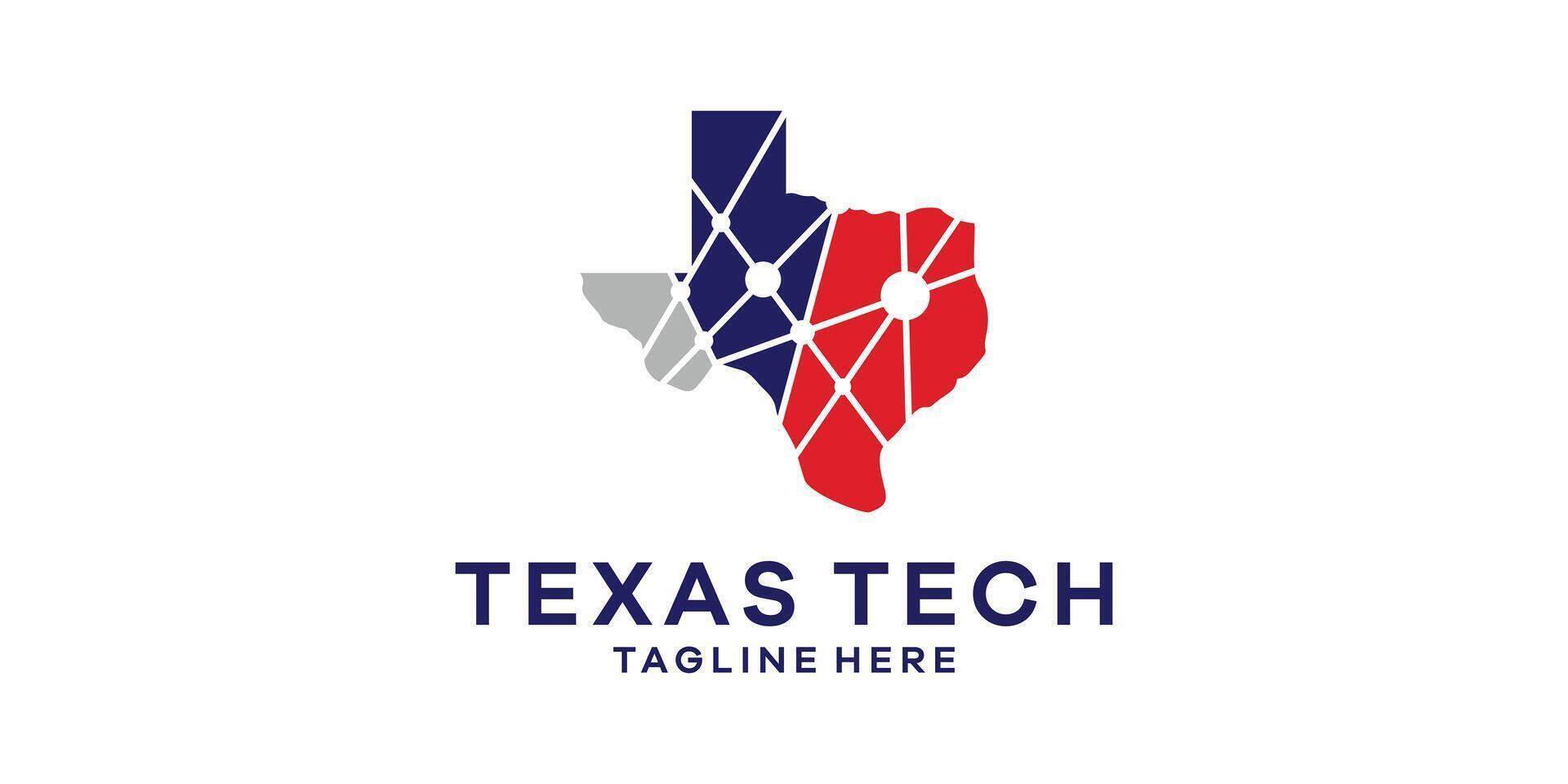 logo diseño mapa Texas tecnología, conexión, logo modelo símbolo idea. vector