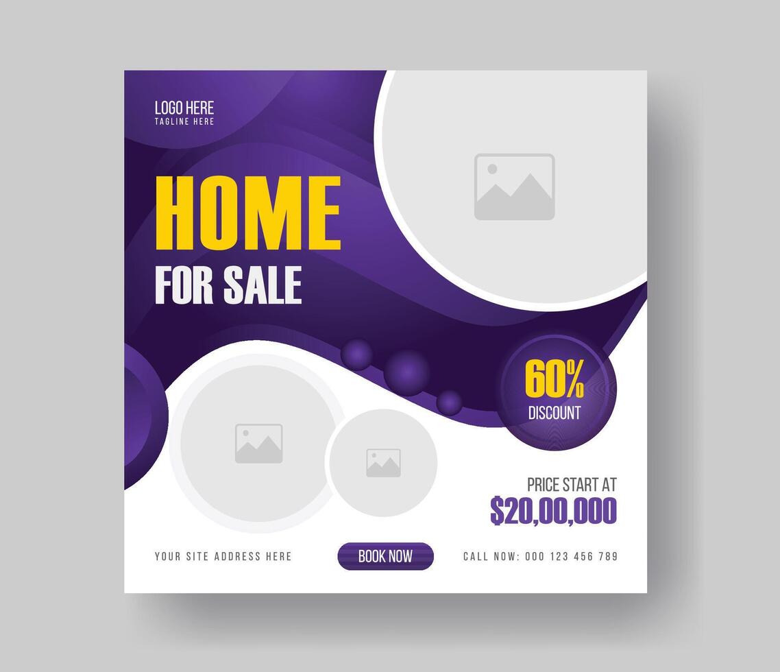 Modern unique property sale business square social media post promotion layout design with vector eps and gradient color.