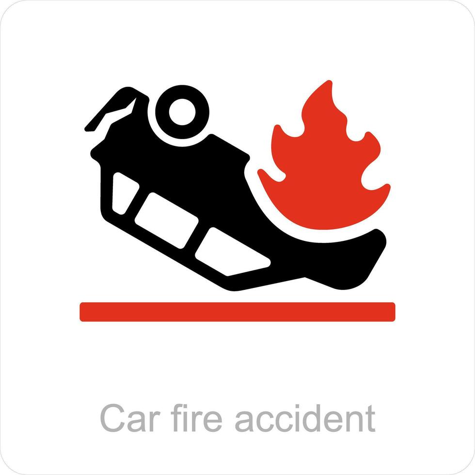 Car Fire Accident and danger icon concept vector