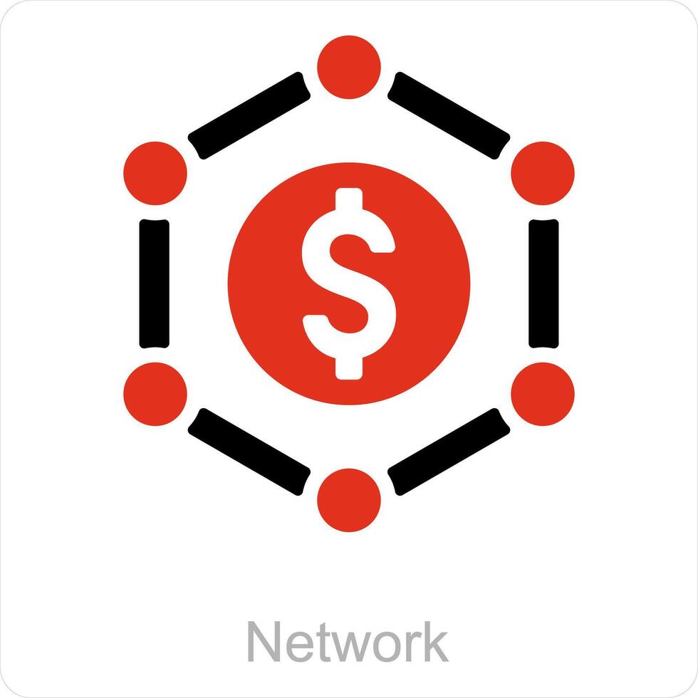 red y banco icono concepto vector