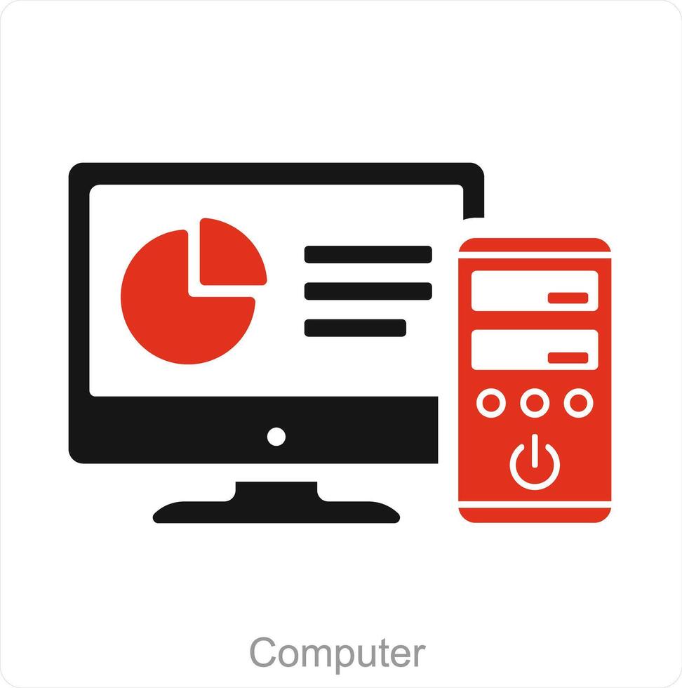 computadora y escritorio icono concepto vector