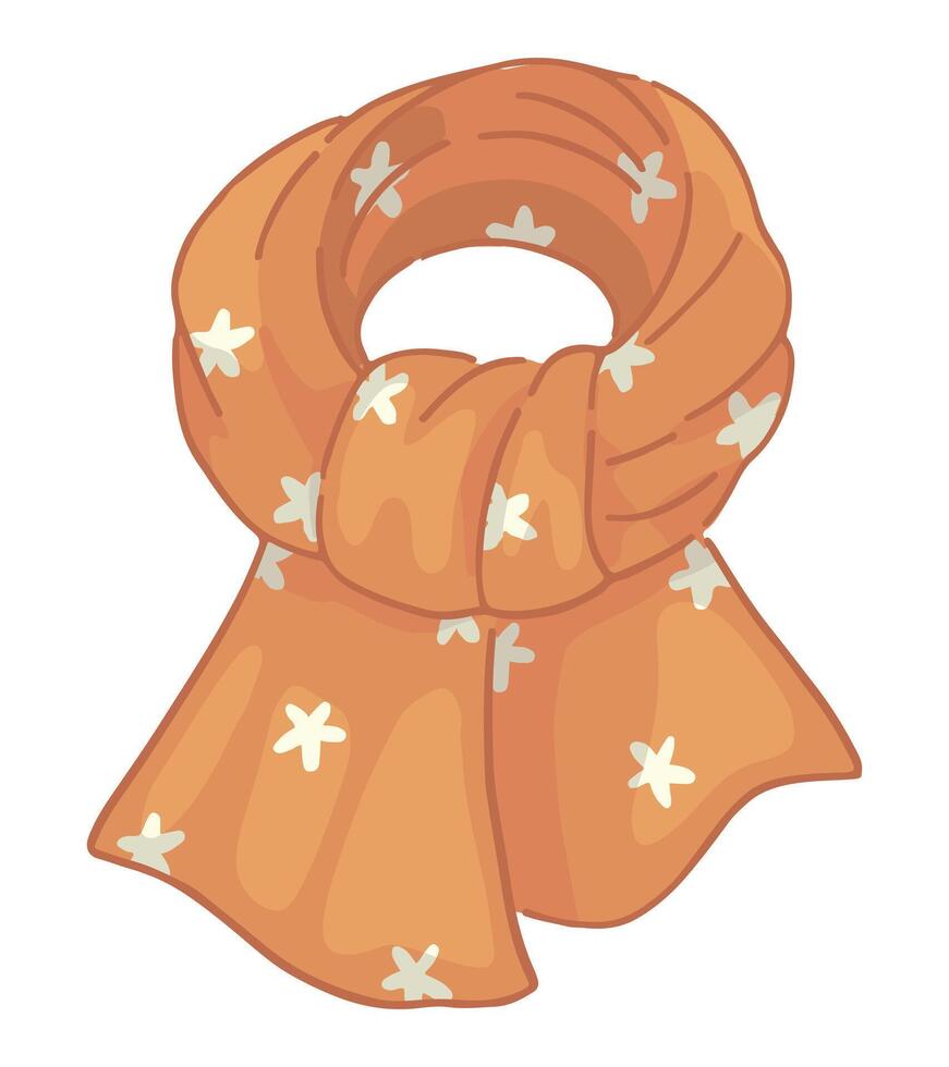 Doodle of light scarf. Clip art of spring accessory. Cartoon vector illustration clipart isolated on white.