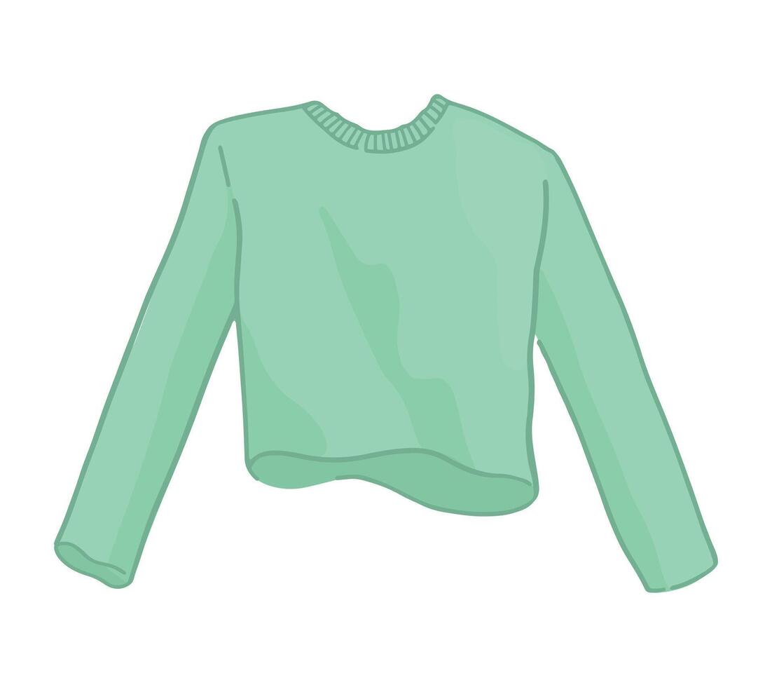 Clip art of long sleeves shirt. Casual clothes doodle. Cartoon vector illustration clipart isolated on white.