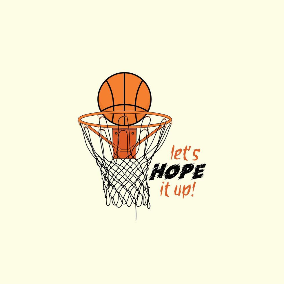 Swish basketball and hoop or net vector design with minimal style