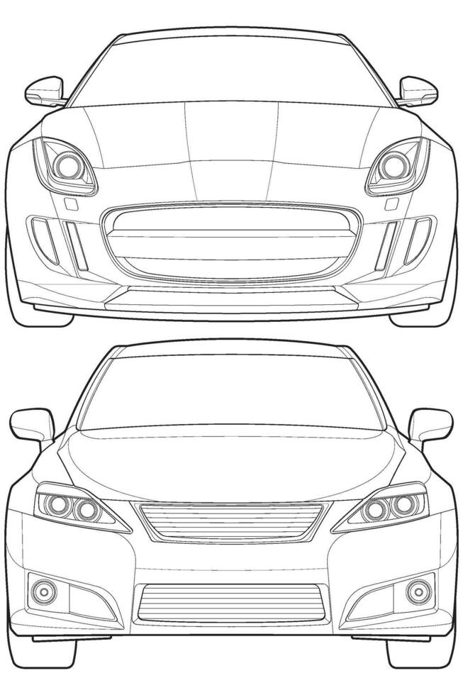 conjunto de coche aislado ilustración, vector línea arte, transporte vector manojo, Deportes auto, moderno auto, coche concepto, línea vector.