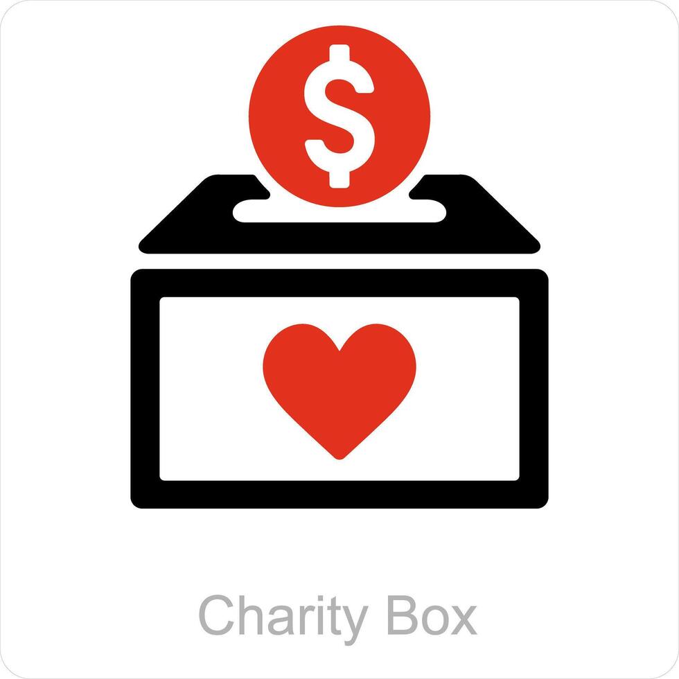 Charity Box and cash icon concept vector