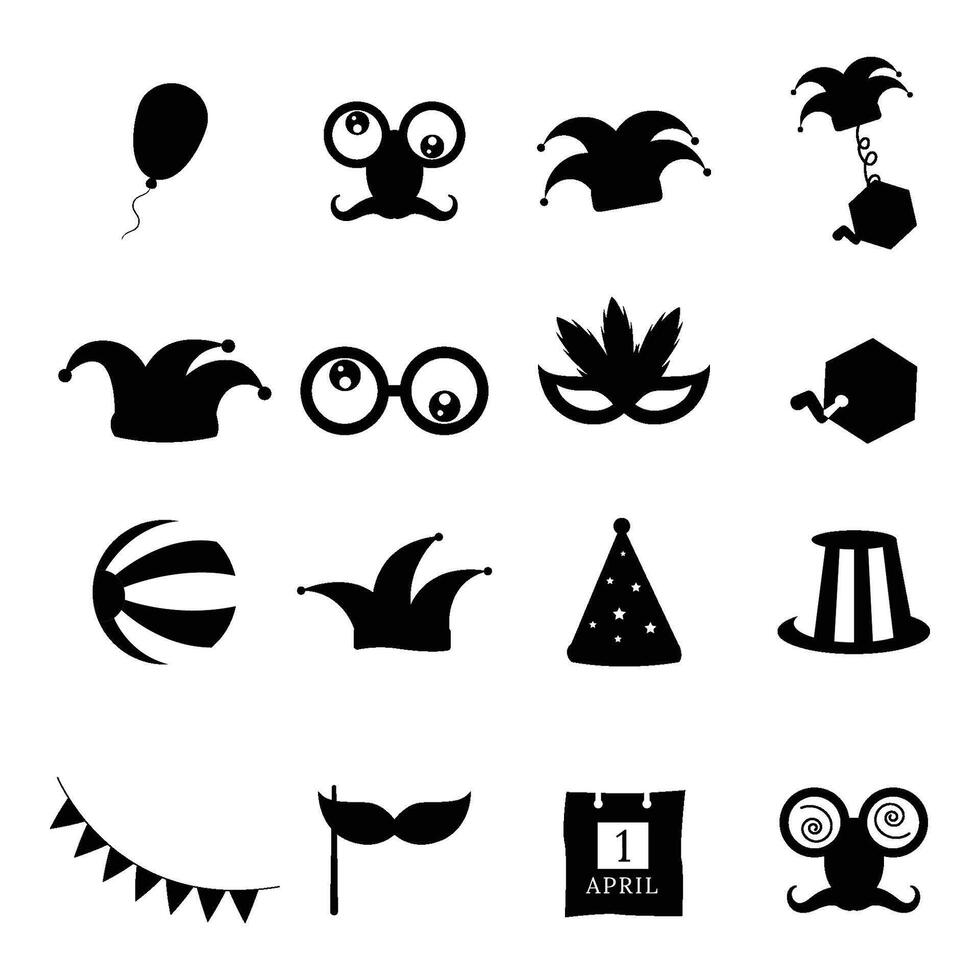 Set of april fools day icons white background vector