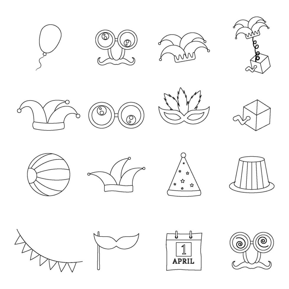 Set of april fools day icons white background vector