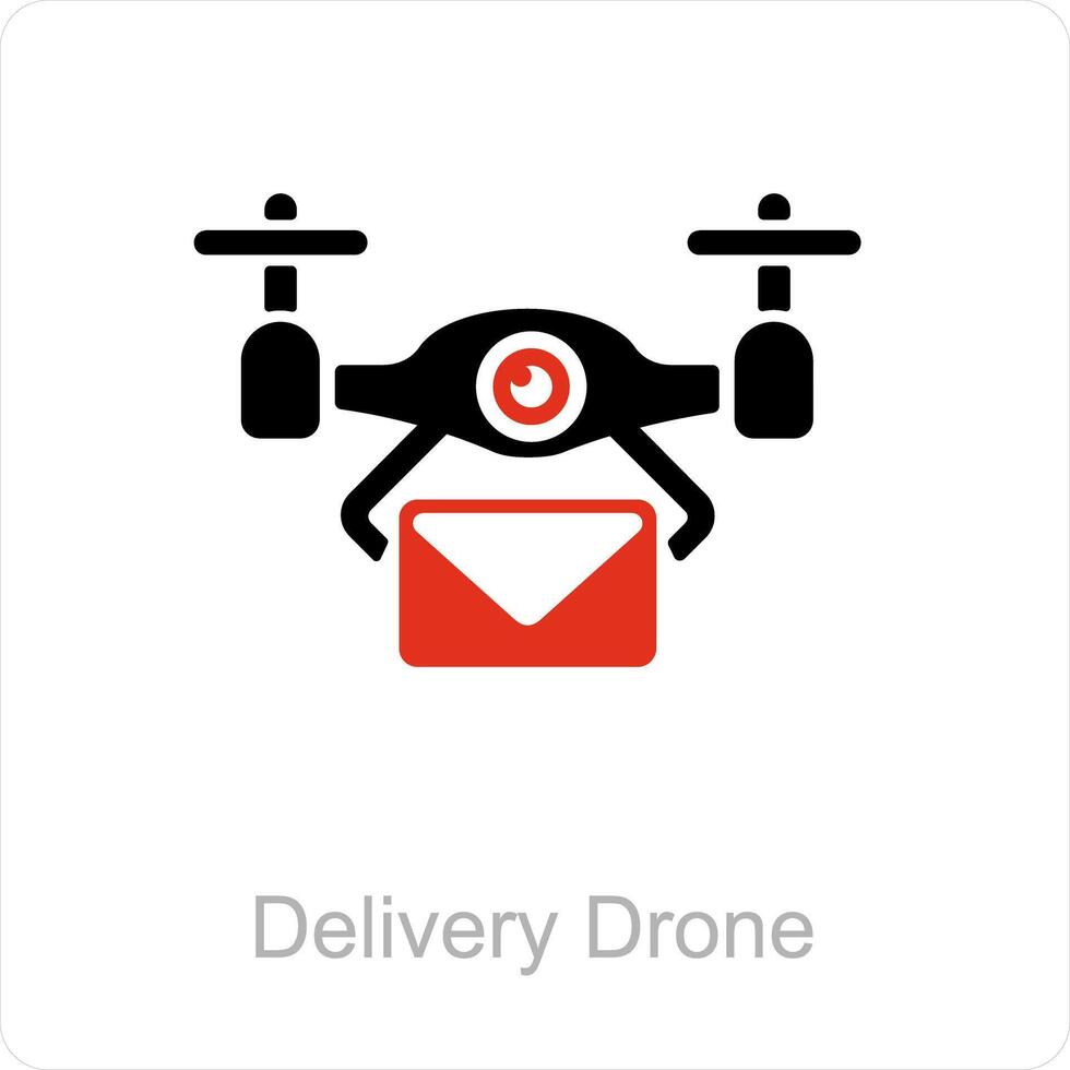 delivery drone and delivery icon concept vector