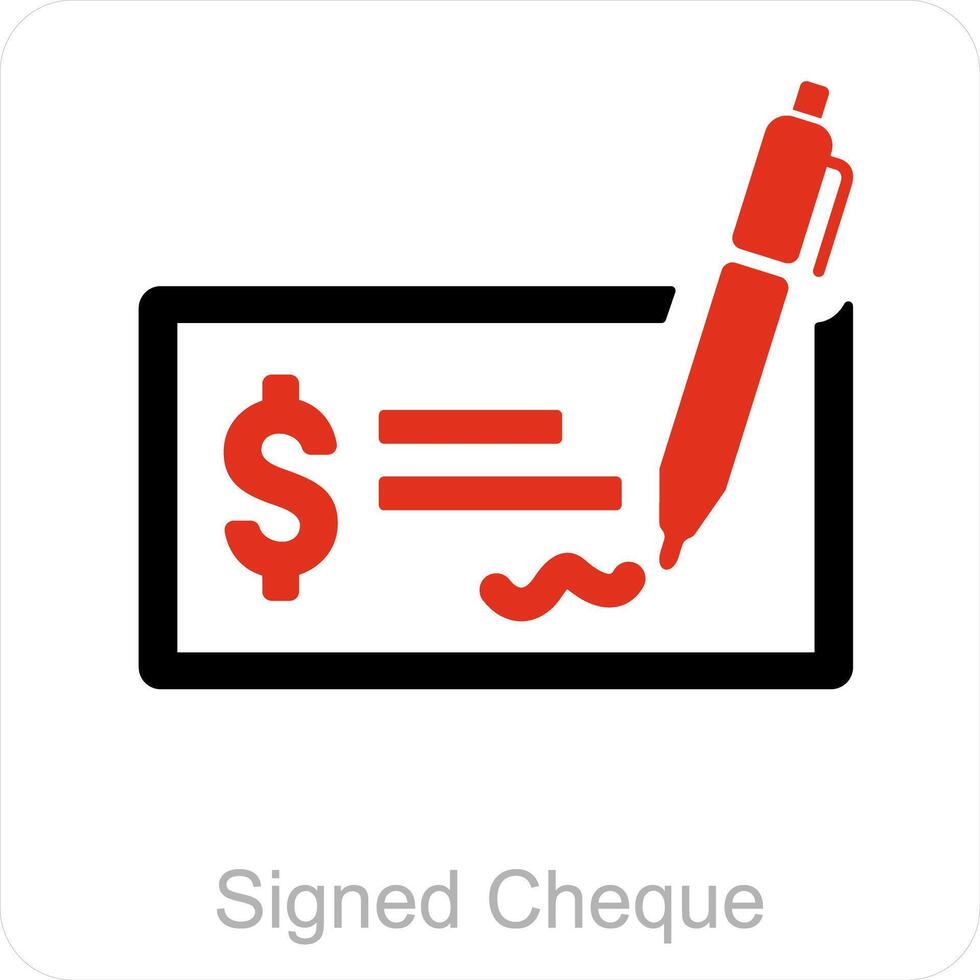 firmado cheque y cheque icono concepto vector