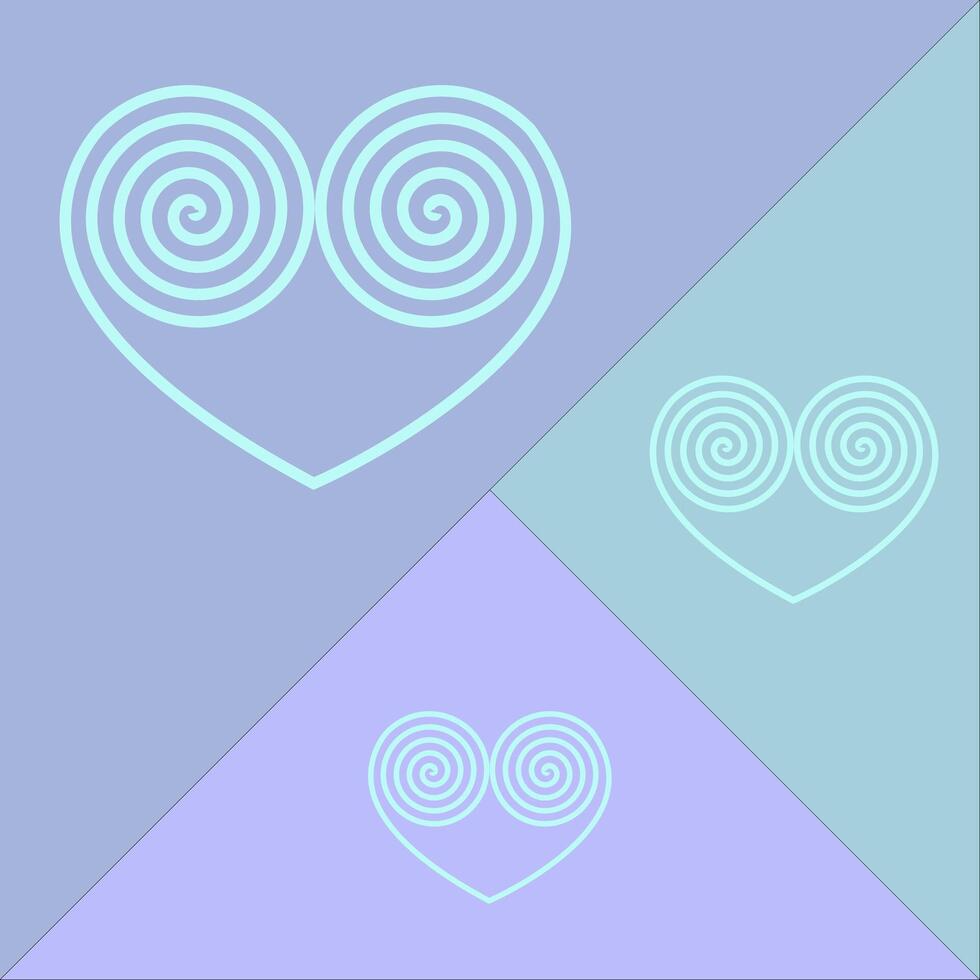 Wavy heart with swirls, cyan color vector