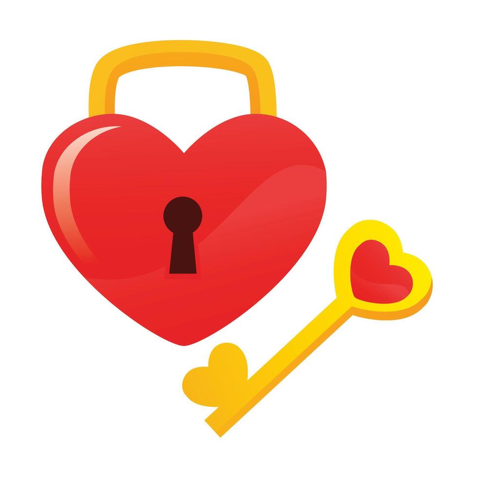 Valentine Vector icon asset of Lock and key in Love shape themes free editable for design