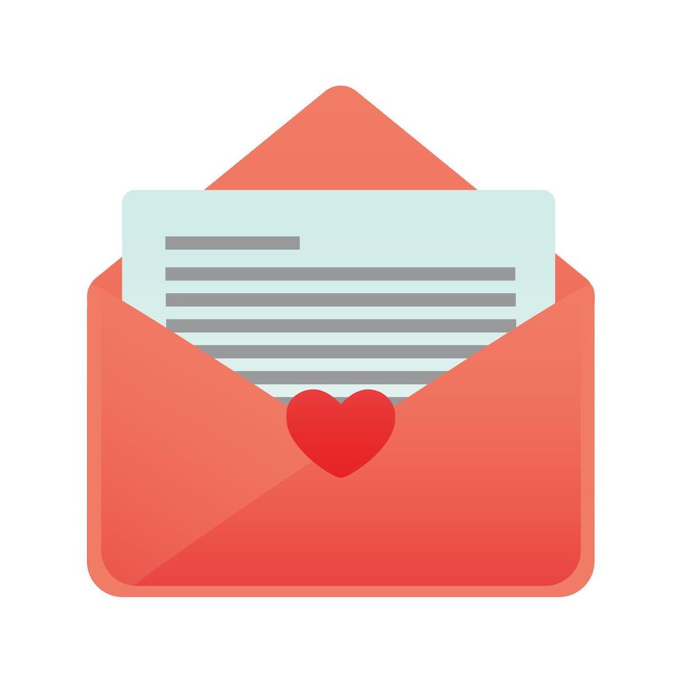 Valentine Vector icon asset of Love letter inside of pink envelope with stamps themes free editable for design