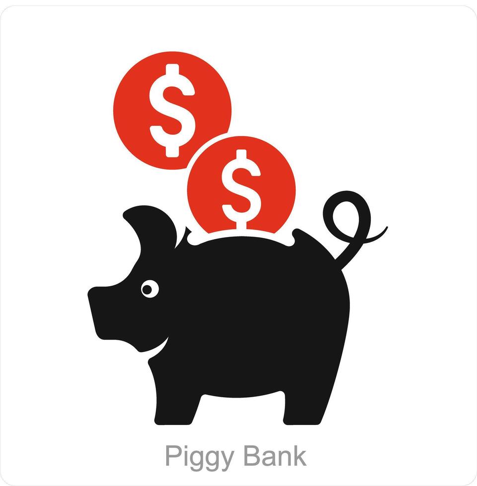 cerdito banco y salvar dinero icono concepto vector