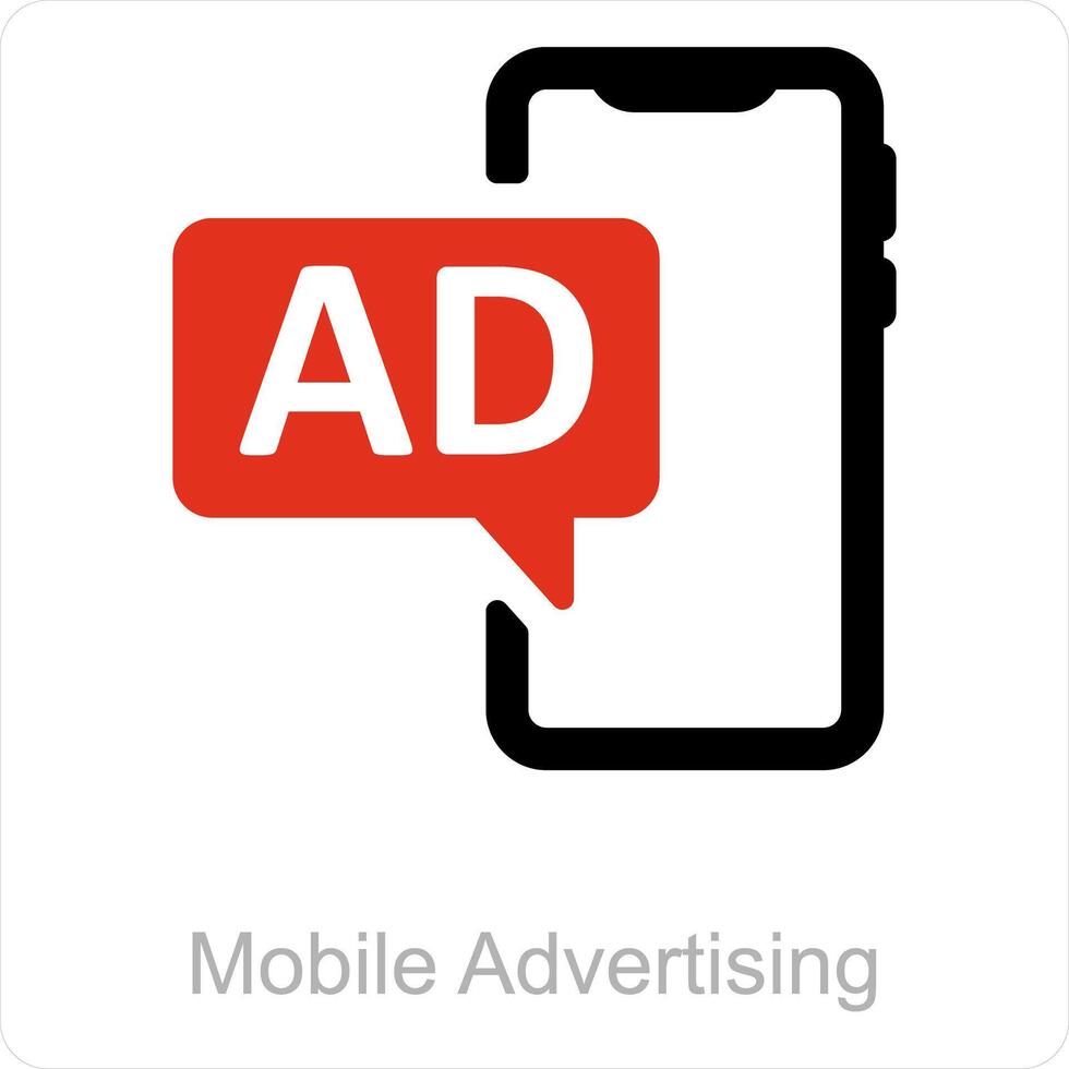 Mobile Advertising and ad icon concept vector
