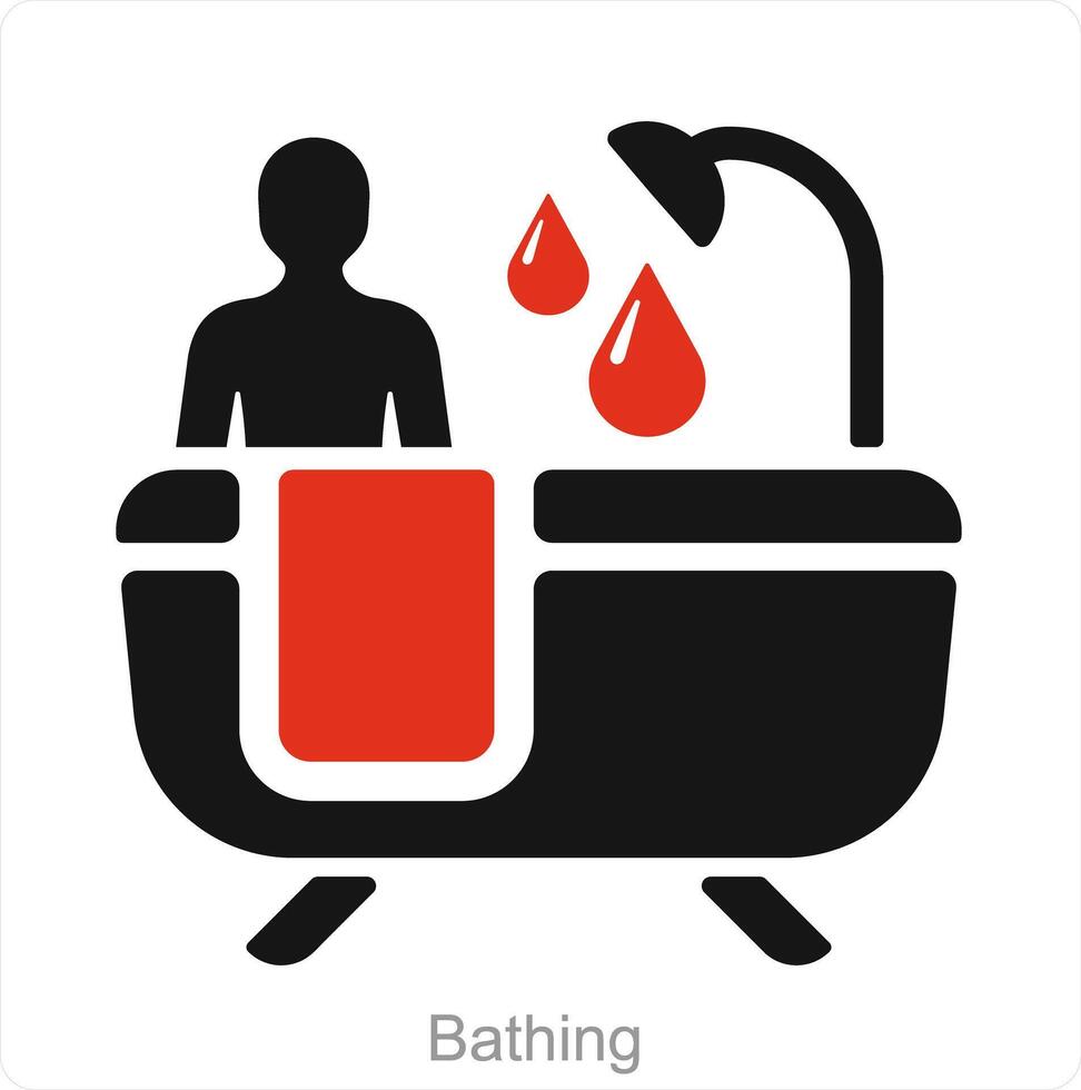 baños y bañera icono concepto vector