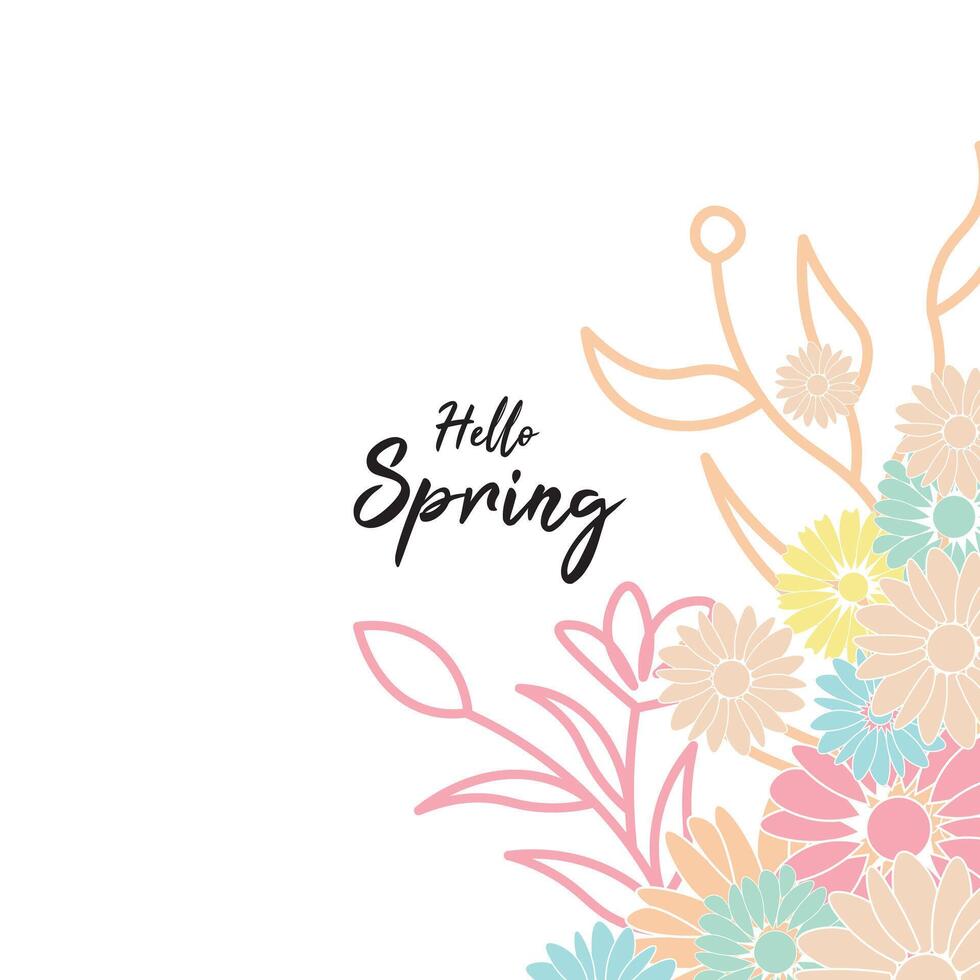 Spring abstract vector backgrounds with flowers,Art illustration for card, banner, invitation, social media post, poster, advertising.