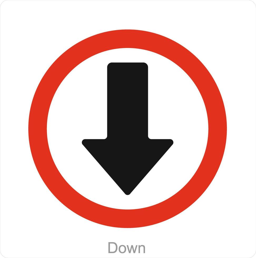 Down and way icon concept vector