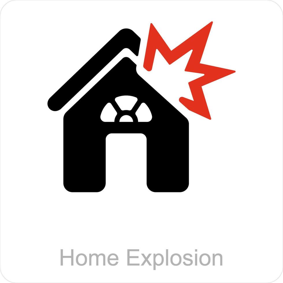 hogar explosión y casa icono concepto vector