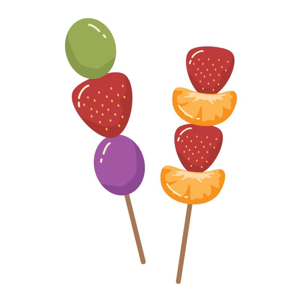 Mix Fruit Tanghulu Candy illustration vector