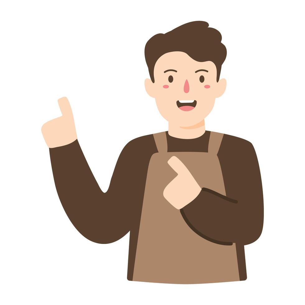 man barista bartender employee in apron vector