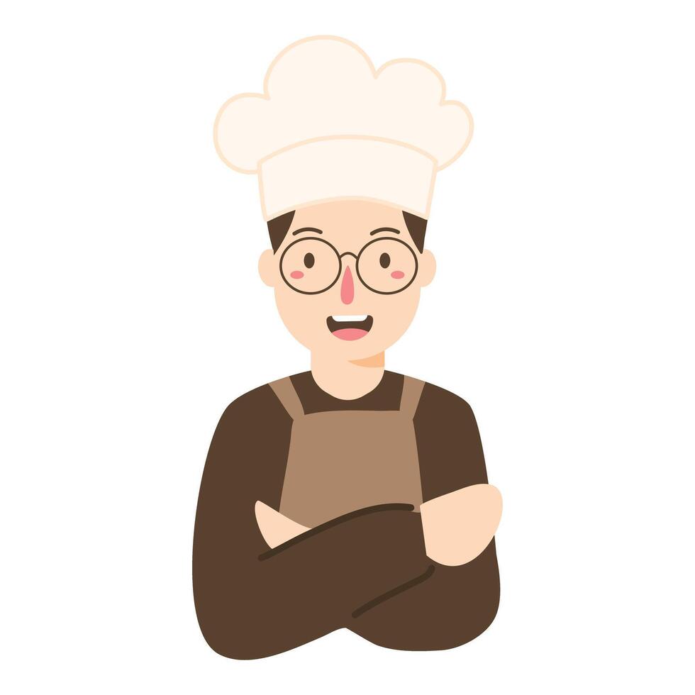 cheerful young cook in uniform vector