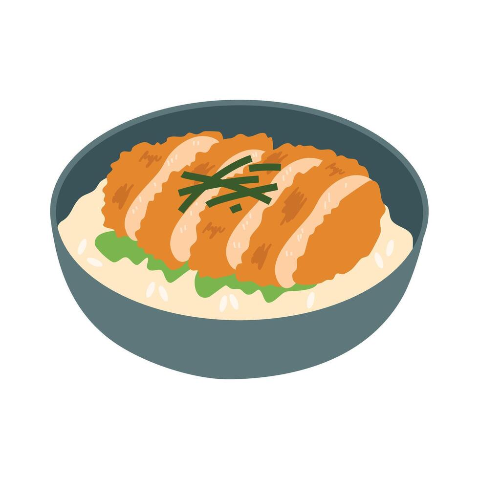 japonés comida pollo katsu don ilustración vector