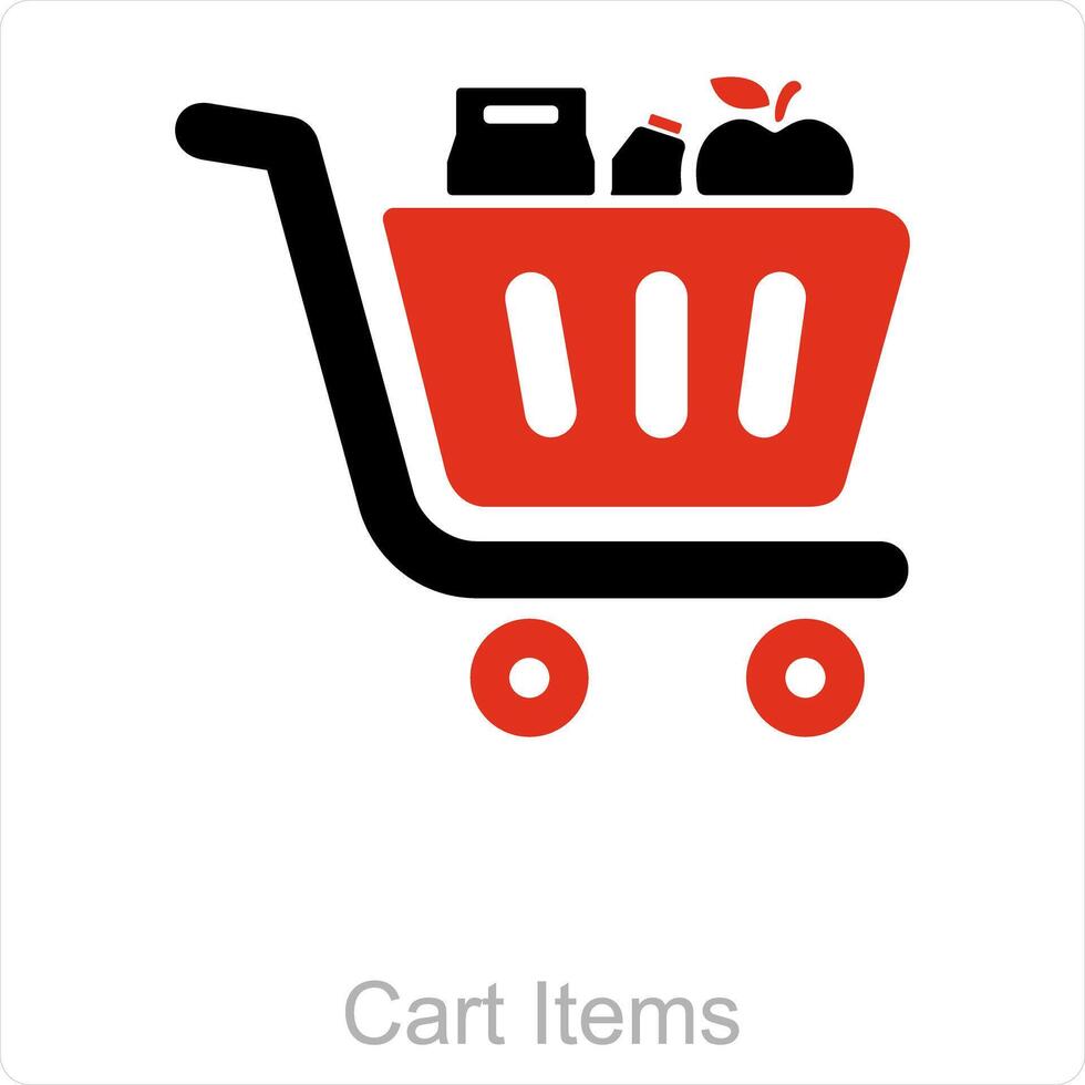 carro artículos y comprando icono concepto vector