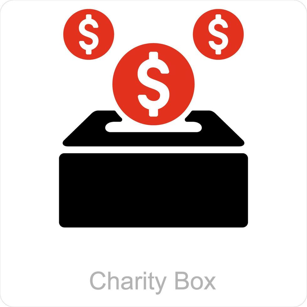 Charity Box and cash icon concept vector