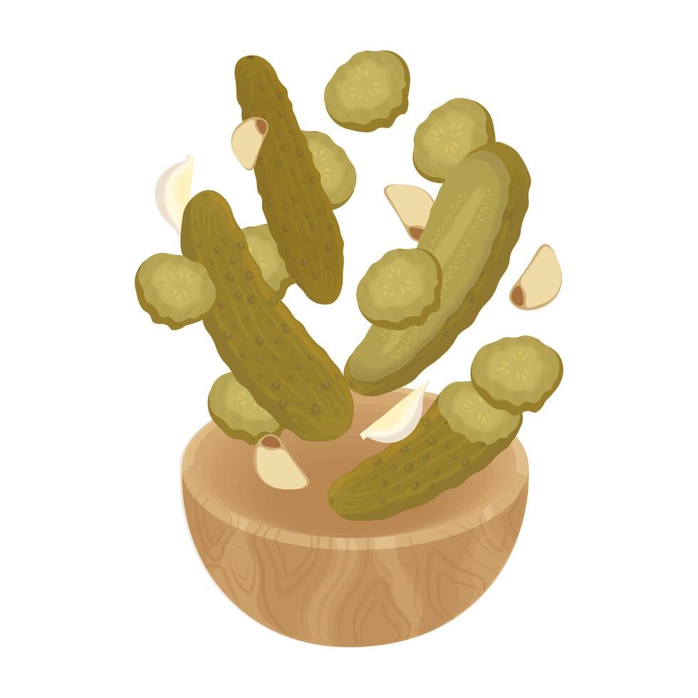 Levitation cucumber pickle vector illustration logo