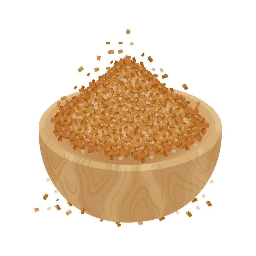 Vector illustration logo of brown sugar in a wooden bowl