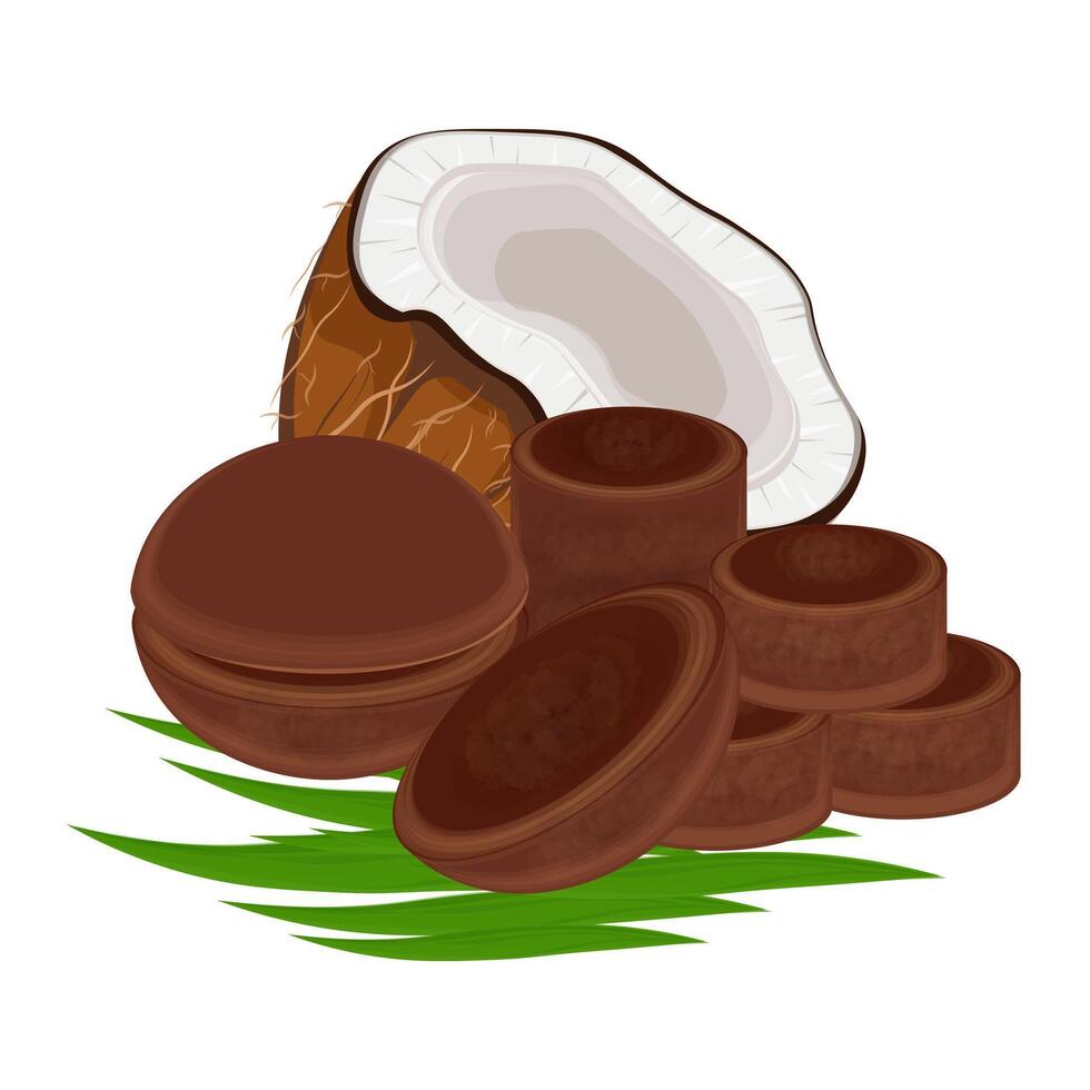 Types of Brown sugar or Javanese sugar gula jawa vector illustration logo