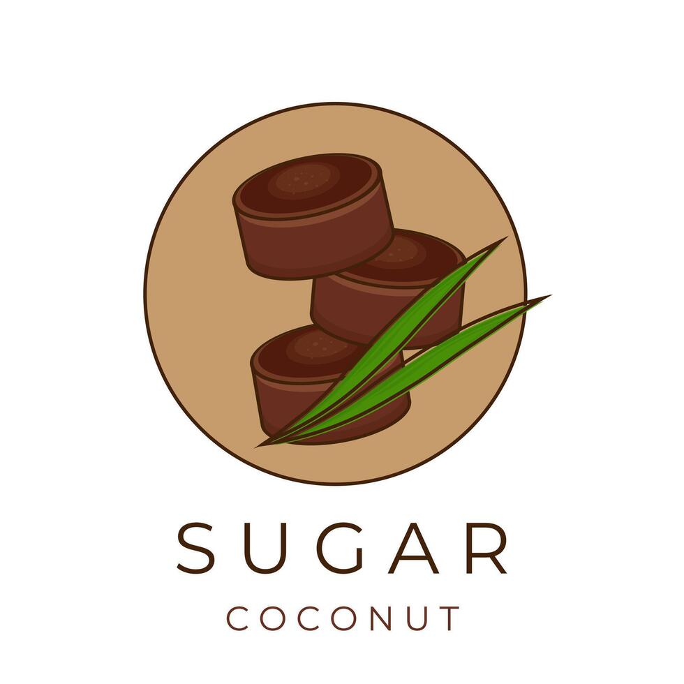 Simple cartoon logo of brown palm sugar or coconut sugar vector