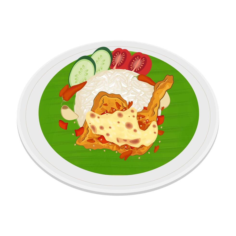 colocado pollo o ayam geprek queso Mozzarella vector ilustración logo