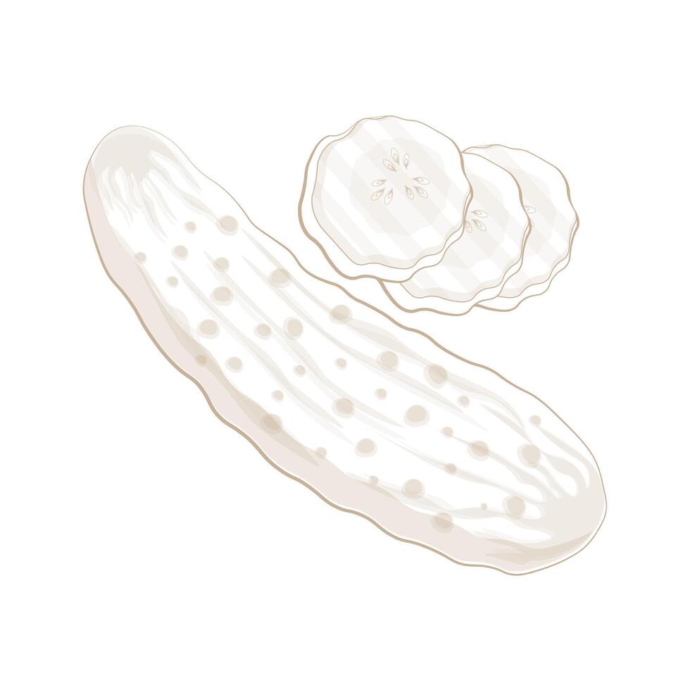 Pickled cucumber simple line art vector illustration logo
