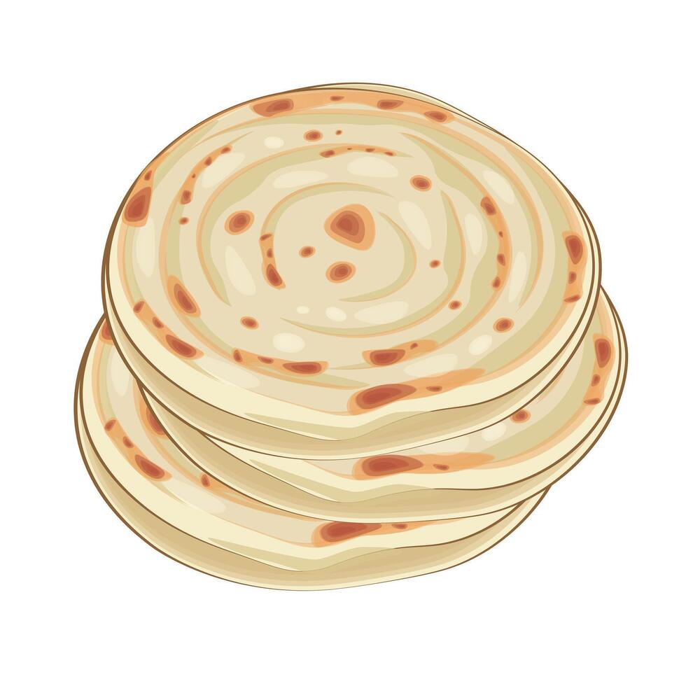 Simple cartoon Flatbread Parotta Paratha or Canai vector illustration logo