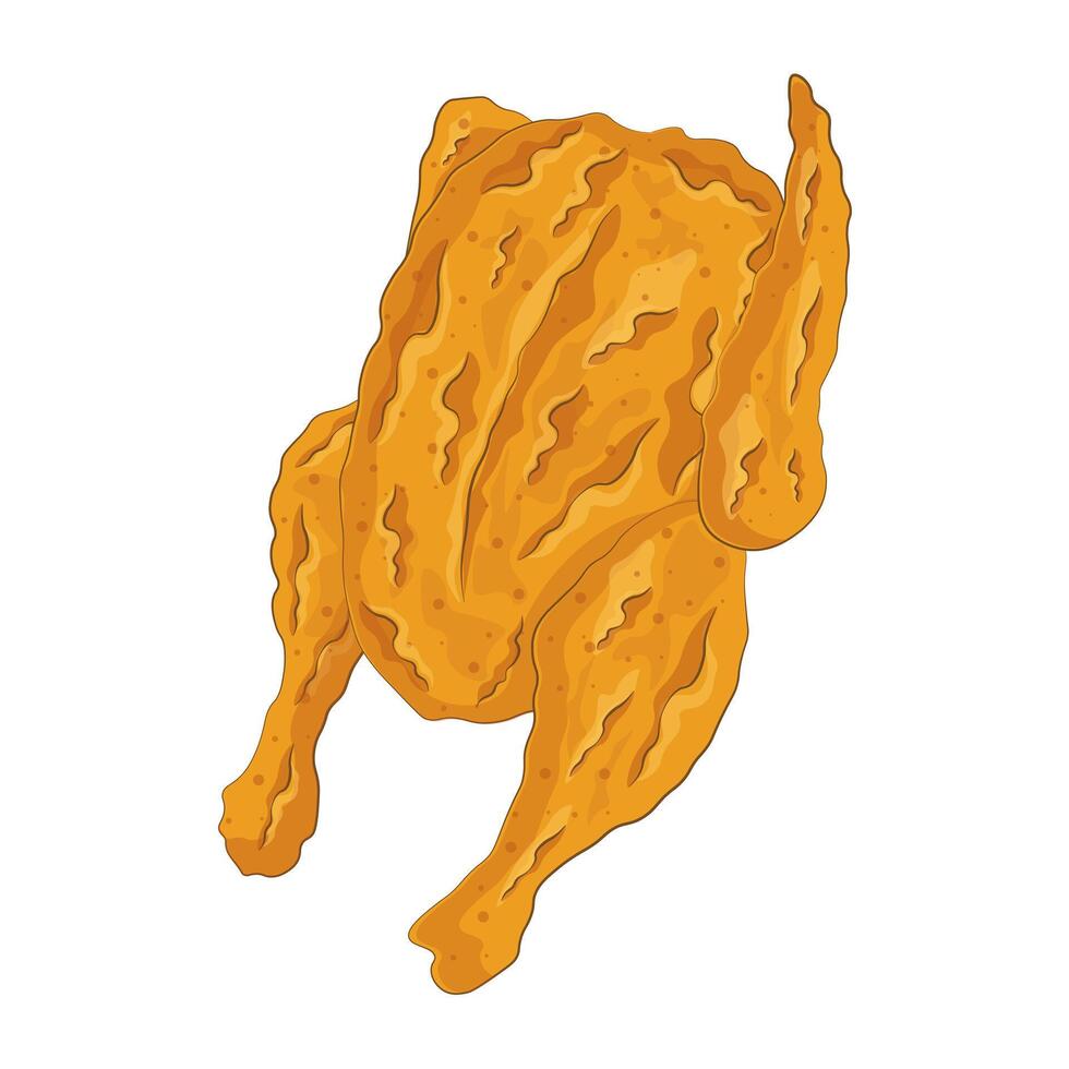 Whole fried chicken isolated vector illustration