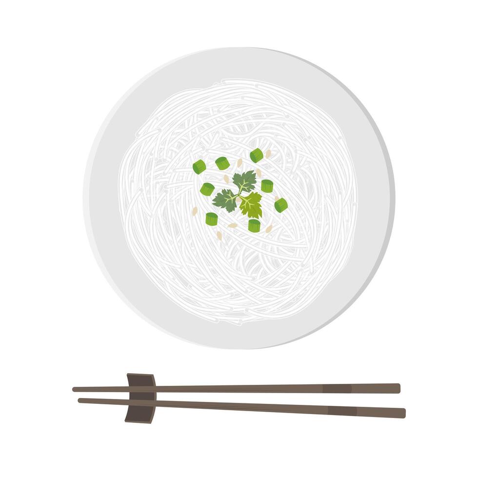 Vector illustration logo of white shirataki noodles or konjac noodles top view