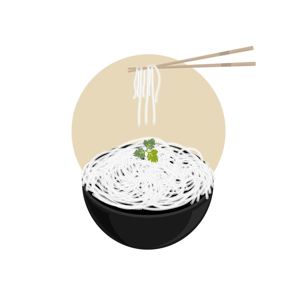 White shirataki noodles vector illustration logo