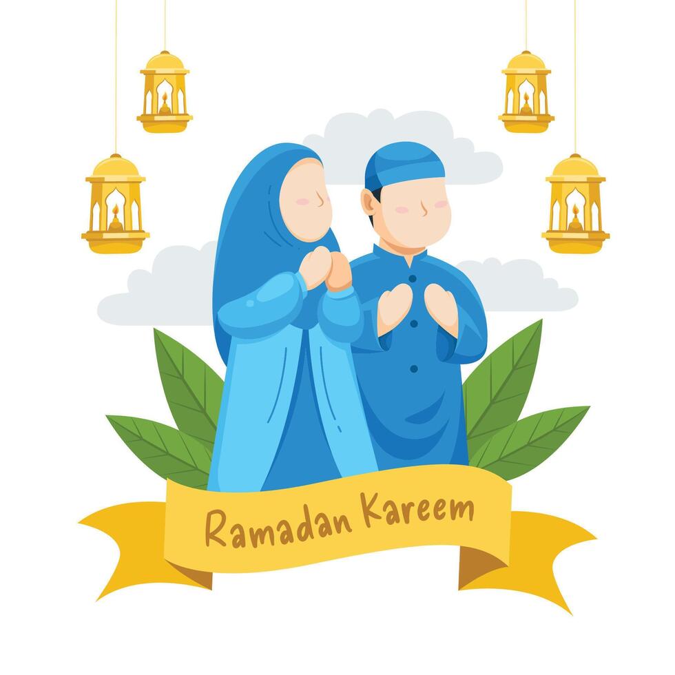 Ramadan kareem islamic greeting vector