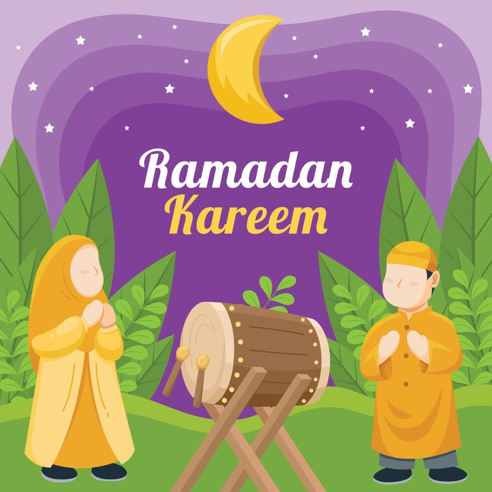 Ramadan kareem islamic greeting vector